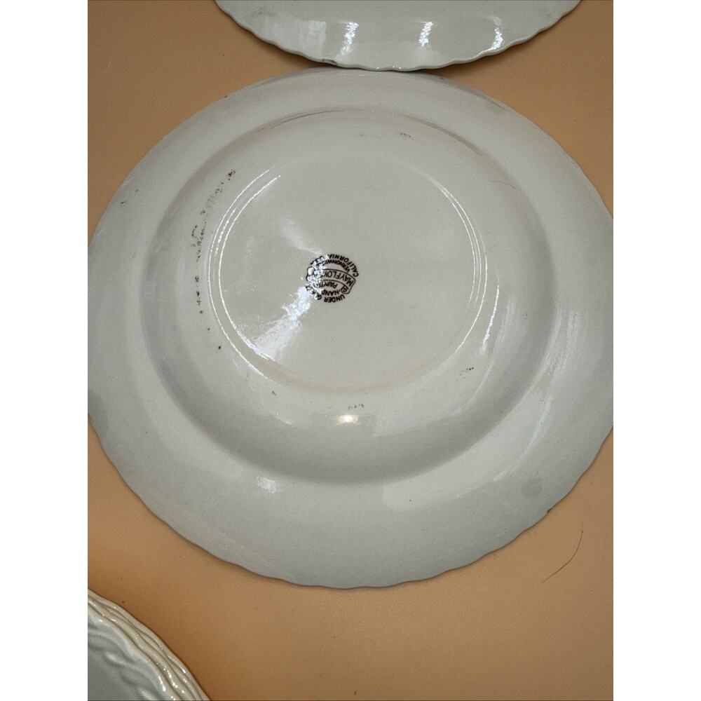 Vernon Kilns May Flower 10.5” Dinner Plates Set of 4 ~ Hand Painted USA - Picture 9 of 11